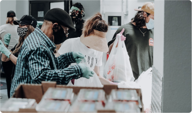 people shopping in masks